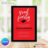 Grad Party Color Block Script - Custom Color Graduation Invitation or Announcement - Editable in Canva