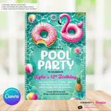 Flamingo Float Pool Party Invitation - Summer Pool Party - Printable, Instant Download, Editable in Canva