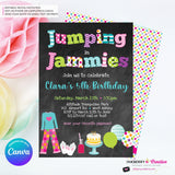 Jumping in Jammies Birthday Party Invitation - Chalkboard, Pajama, Trampoline Park, Bounce House Invite (Printable, Instant Download, Edit in Canva)