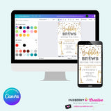 Bubbles and Brews Engagement Party or Shower Invitation, Digital Printable File, Personalize and Edit in Canva