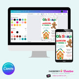 Gingerbread Birthday Party Invitation, Oh Snap Boys Gingerbread House Christmas Birthday Party - Printable, Instant Download, Edit in Canva