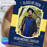 Collegiate Star - Custom Color Graduation Invitation or Announcement - Editable in Canva