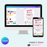 Arts and Crafts Birthday Party Invitation, Kids Arts Crafts Painting Party - Printable, Instant Download, Edit in Canva