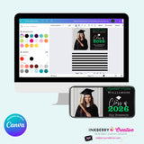 Big Year Elegant Script - Graduation Invitation or Announcement - Editable in Canva