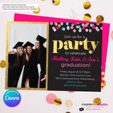 Graduation Confetti Pop Photo Invitation or Announcement, Edit in Canva