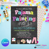 Pajama and Painting Birthday Party Invitation - Chalkboard Style