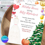 Holiday Theme Bridal Shower Invitation, Digital Printable File, Edit in Canva