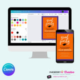 Grad Party Color Block Script - Orange Purple - Custom Color Graduation Invitation or Announcement - Editable in Canva