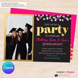 Graduation Confetti Pop Photo Invitation or Announcement, Edit in Canva