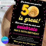 Disco Ball 50th Party Invitation - Digital File, Edit in Canva