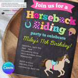 Horseback Riding Birthday Invitation - Chalkboard – Printable, Instant Download, Digital File, Edit in Canva