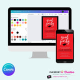Grad Party Color Block Script - Custom Color Graduation Invitation or Announcement - Editable in Canva