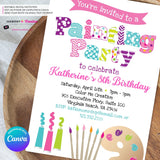 Painting Party Invitation (White) - Kids Art Painting Birthday Party Invite - Printable, Edit in Canva