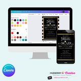 Black White and Gold Ring Bridal Shower Invitation- Digital, Printable File, Personalize and Edit in Canva
