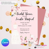 Pink Rose Wedding Dress Bridal Shower Invitation - Digital, Printable, Edit in Canva