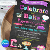 Celebrate and Bake - Pizza and Cupcakes (Chalkboard Style) Printable, Edit in Canva