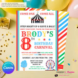 Carnival Birthday Party Invitation - Digital File, Personalize and Edit in Canva
