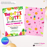 Two-tti Frutti 2nd Birthday Party Invitation - Digital, Printable Invitation - Edit in Canva