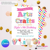 Arts and Crafts Birthday Party Invitation, Kids Arts Crafts Painting Party - Printable, Instant Download, Edit in Canva