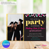 Graduation Confetti Pop Photo Invitation or Announcement, Edit in Canva