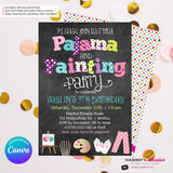 Pajama and Painting Birthday Party Invitation - Chalkboard Style