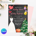 Holiday Theme Bridal Shower Invitation, Digital Printable File, Personalize and Edit in Canva