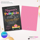 Colorful Pumpkin Party Hayride Wagon - Chalkboard - Printable, Digital File, Edit in Canva