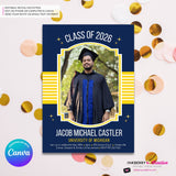 Collegiate Star - Custom Color Graduation Invitation or Announcement - Editable in Canva