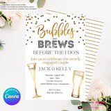 Bubbles and Brews Engagement Party or Shower Invitation, Digital Printable File, Personalize and Edit in Canva