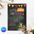 Taco 'bout Love - Couples, Coed, Taco, Mexican Theme Bridal Shower Invitation, Chalkboard, Digital File, Edit in Canva