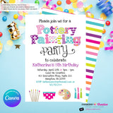 Pottery Painting Party Invitation (White) - Kids Art / Pottery Painting Birthday Party Invite - Edit in Canva