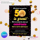 Disco Ball 50th Party Invitation - Digital File, Edit in Canva