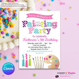 Painting Party Invitation (White) - Kids Art Painting Birthday Party Invite - Printable, Edit in Canva
