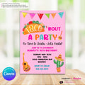 Taco Bout a Party Invitation (PINK) Mexican Fiesta, Canva Template (Digital Printable File)
