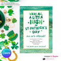 We're all a Little Irish St Patricks Day Party Invitation, St Paddy's Day Invite, Green Glitter - Printable, Instant Download, Edit in Canva