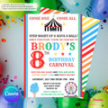 Carnival Birthday Party Invitation - Digital File, Personalize and Edit in Canva