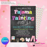 Pajama and Painting Birthday Party Invitation - Chalkboard Style
