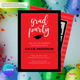 Grad Party Color Block Script - Custom Color Graduation Invitation or Announcement - Editable in Canva