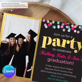 Graduation Confetti Pop Photo Invitation or Announcement, Edit in Canva