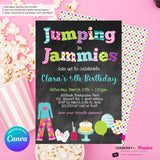 Jumping in Jammies Birthday Party Invitation - Chalkboard, Pajama, Trampoline Park, Bounce House Invite (Printable, Instant Download, Edit in Canva)