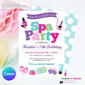 Spa Birthday Party Invitation - Printable, Instant Download, Edit in Canva