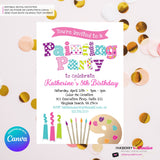 Painting Party Invitation (White) - Kids Art Painting Birthday Party Invite - Printable, Edit in Canva