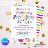 Pottery Painting Party Invitation (White) - Kids Art / Pottery Painting Birthday Party Invite - Edit in Canva