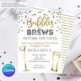 Bubbles and Brews Engagement Party or Shower Invitation, Digital Printable File, Personalize and Edit in Canva