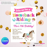 Horseback Riding Birthday Invitation – Printable, Instant Download, Digital File, Edit in Canva