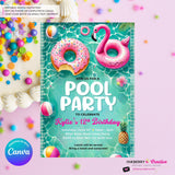 Flamingo Float Pool Party Invitation - Summer Pool Party - Printable, Instant Download, Editable in Canva