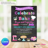 Celebrate and Bake - Pizza and Cupcakes (Chalkboard Style) Printable, Edit in Canva