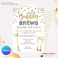 Bubbles and Brews Engagement Party or Shower Invitation, Digital Printable File, Personalize and Edit in Canva