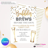 Bubbles and Brews Engagement Party or Shower Invitation, Digital Printable File, Personalize and Edit in Canva