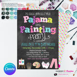 Pajama and Painting Birthday Party Invitation - Chalkboard Style